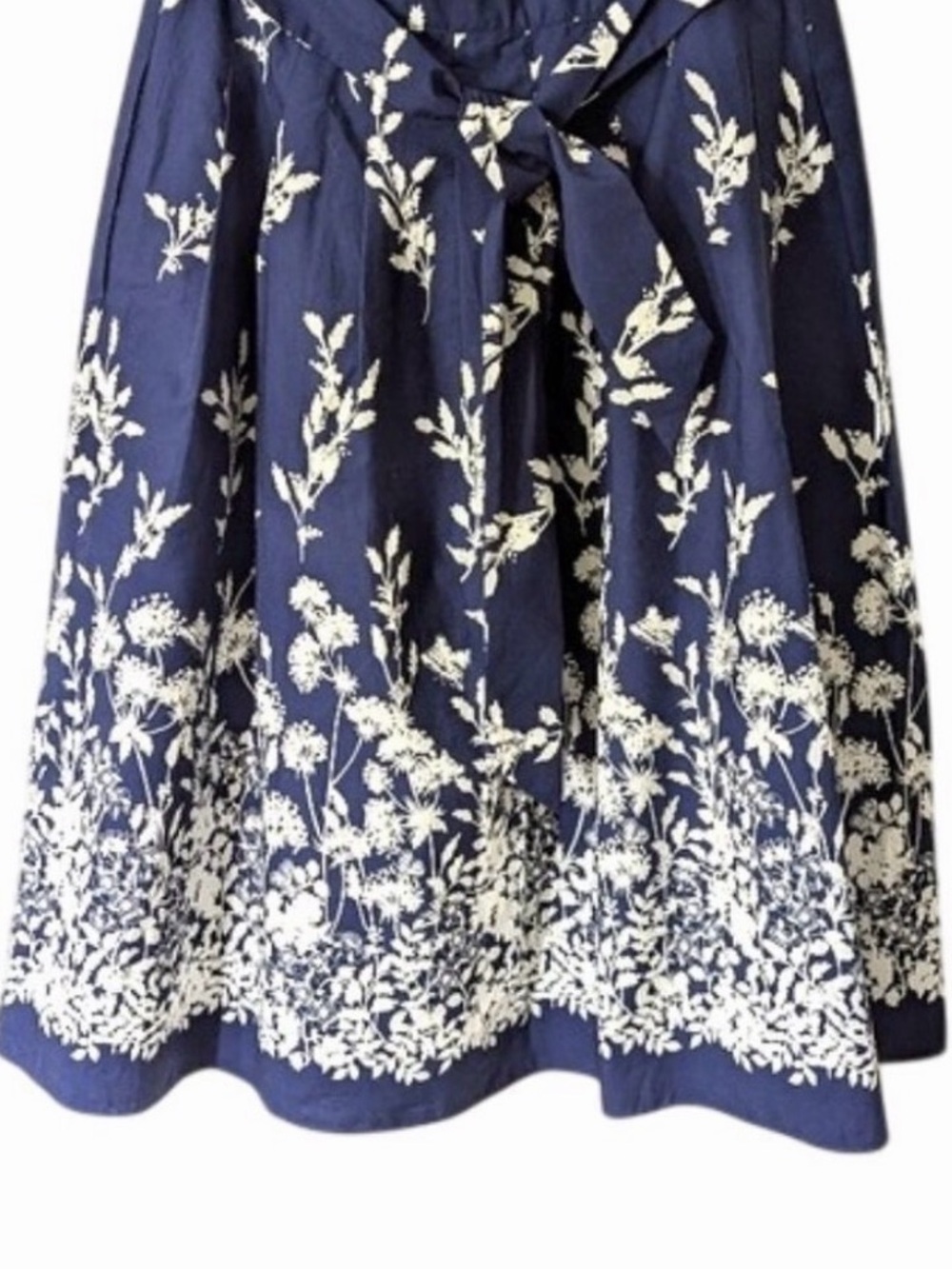 Talbots The Piper Patio Skirt Navy Floral Midi Skirt with Tie Waist 100% Cotton - Picture 15 of 16